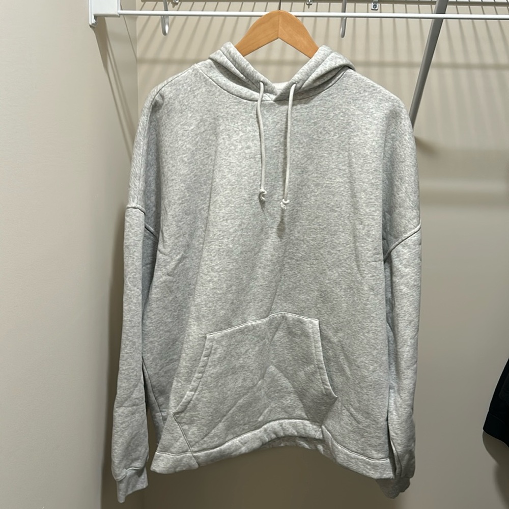 Skims Long Fleece Hoodie Medium Light Heather Grey New with Tags